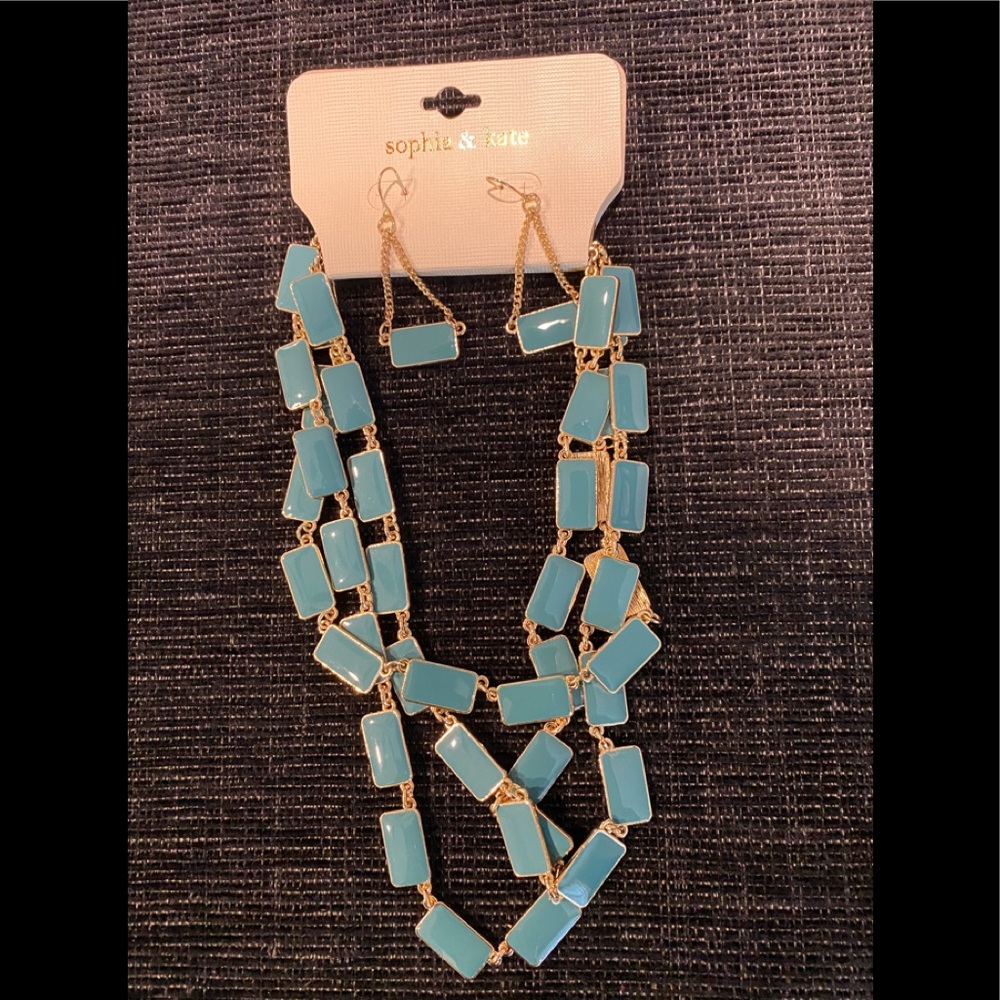 Matching teal necklace and earring set